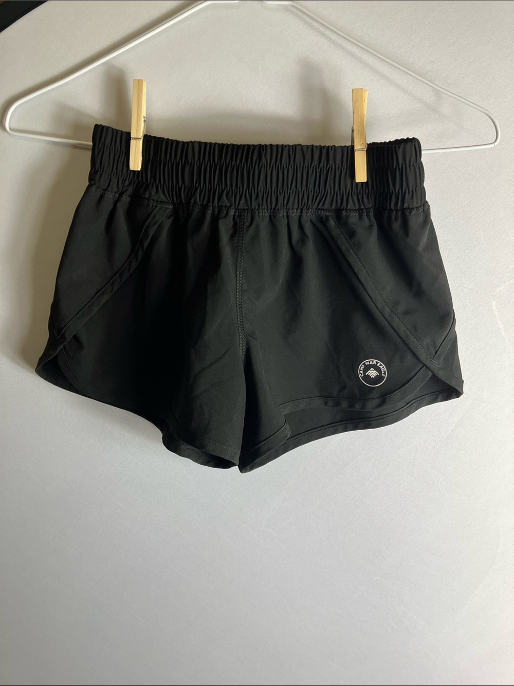Kids Black Athletic Shorts with Elastic Waistband